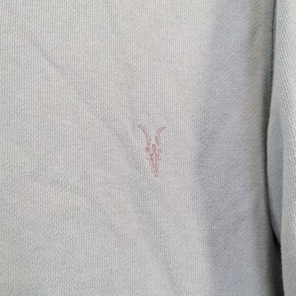 AllSaints Men's Drawstring Hoodie Medium Long Sleeve Blue Embroidered Cotton - Picture 4 of 15